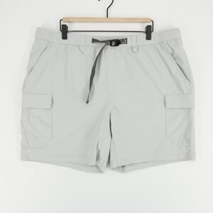 Huk Creekbed Cargo Short Mens XXL Light Gray Lightweight‎ Stretch Belted Fishing